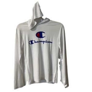 ⭐️ NWT- Champion white long-sleeve sweatshirt with hoodie- size Medium